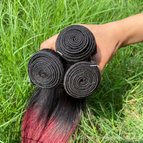 Factory Outlet Brazilian Human Hair Straight 3 Bundles Dark Roots Ombre T1B/99J Burgundy Virgin Hair Extensions Silky Straight